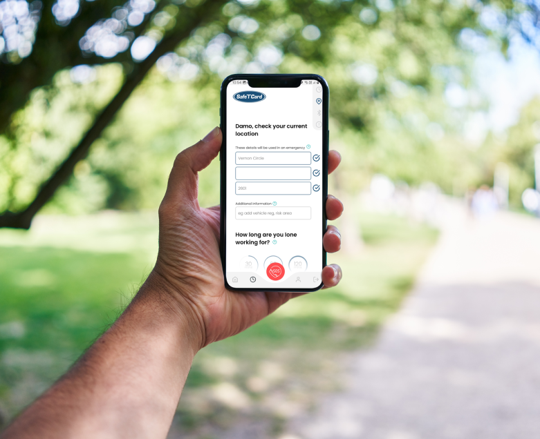 SafeTCard Personal Safety App Interface